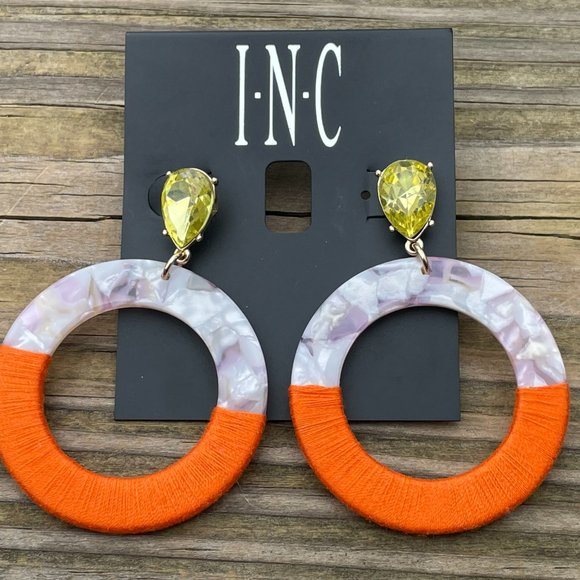 International Concept Earrings Hoops Resin & Wrap Multi Color Women Ear Jewelry - Picture 3 of 15